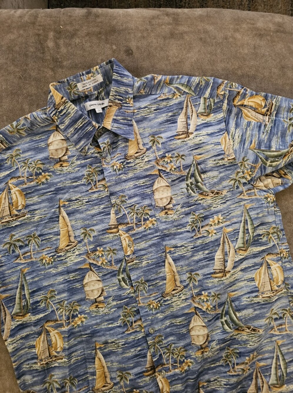 Pierre Cardin Blue and Yellow Nautical Print Shirt